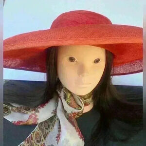 Vintage RED STRAW HAT - By Maryjean Collection